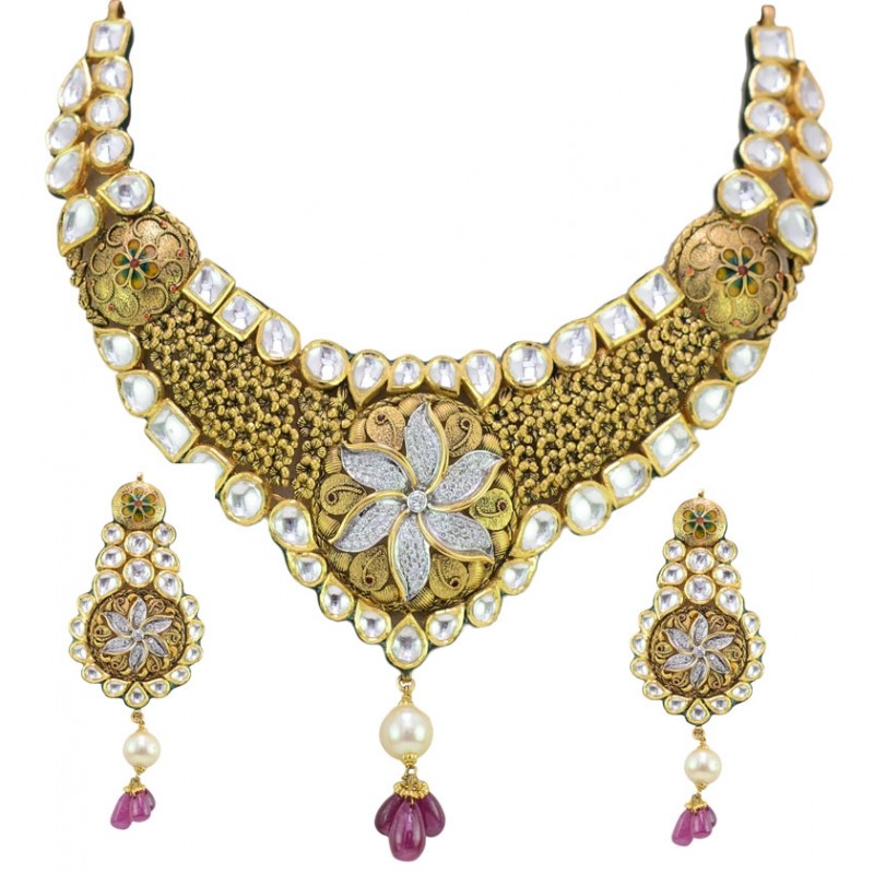 Buy Gauhar Bani Antique Gold Set | Paliwaljewelers.com
